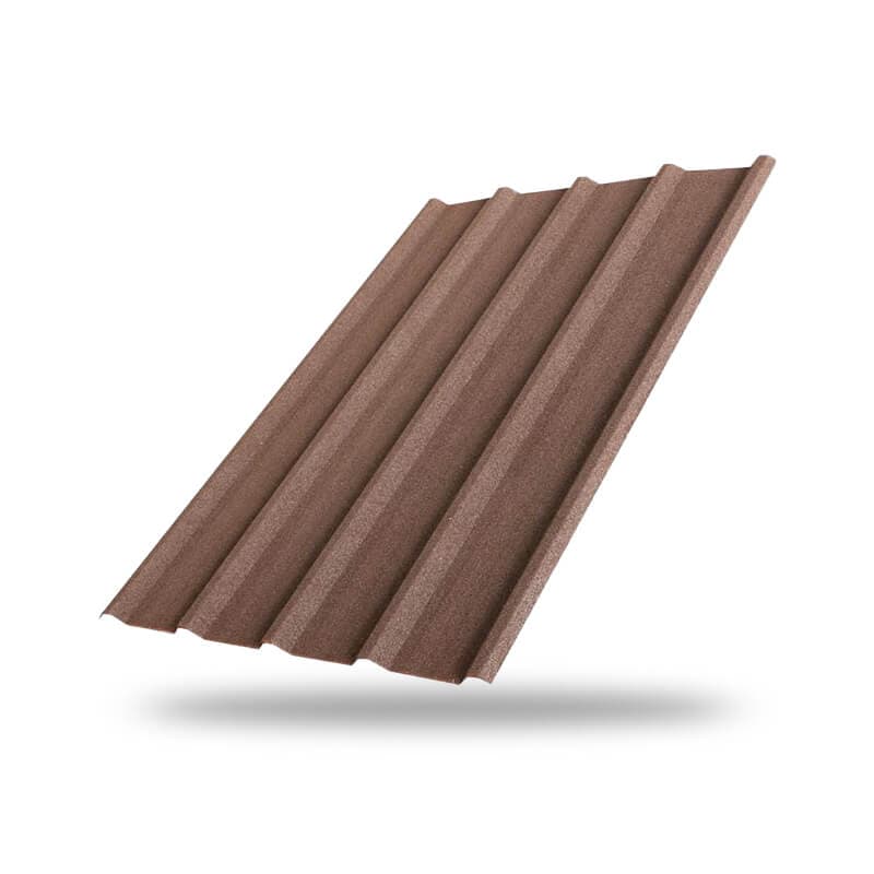 หลังคาเหล็กเคลือบเซรามิก 5 สันลอน 760 สี Walnut Brown KINROOF