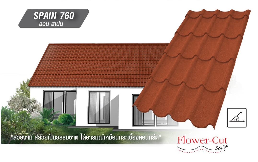 หลังคาเหล็กเคลือบเซรามิก ลอนสเปน 760 สี Andaman Blue สีพิเศษ KINROOF thumbnail 4