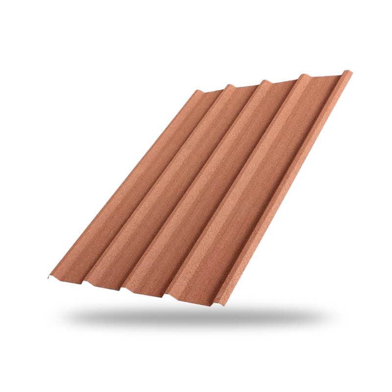 หลังคาเหล็กเคลือบเซรามิก 5 สันลอน 760 สี Burnt Orange  สีพิเศษ KINROOF