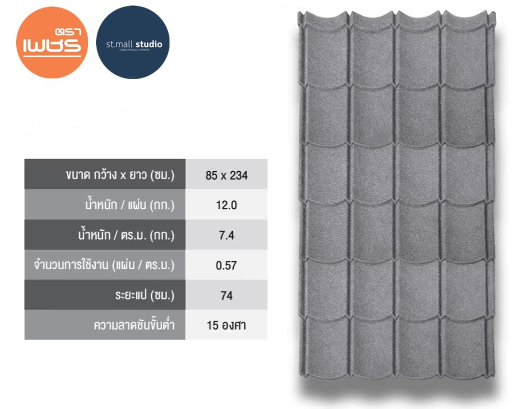 แผ่นหลังคาเหล็ก Longspan 6 Steps สี Graystone thumbnail 2